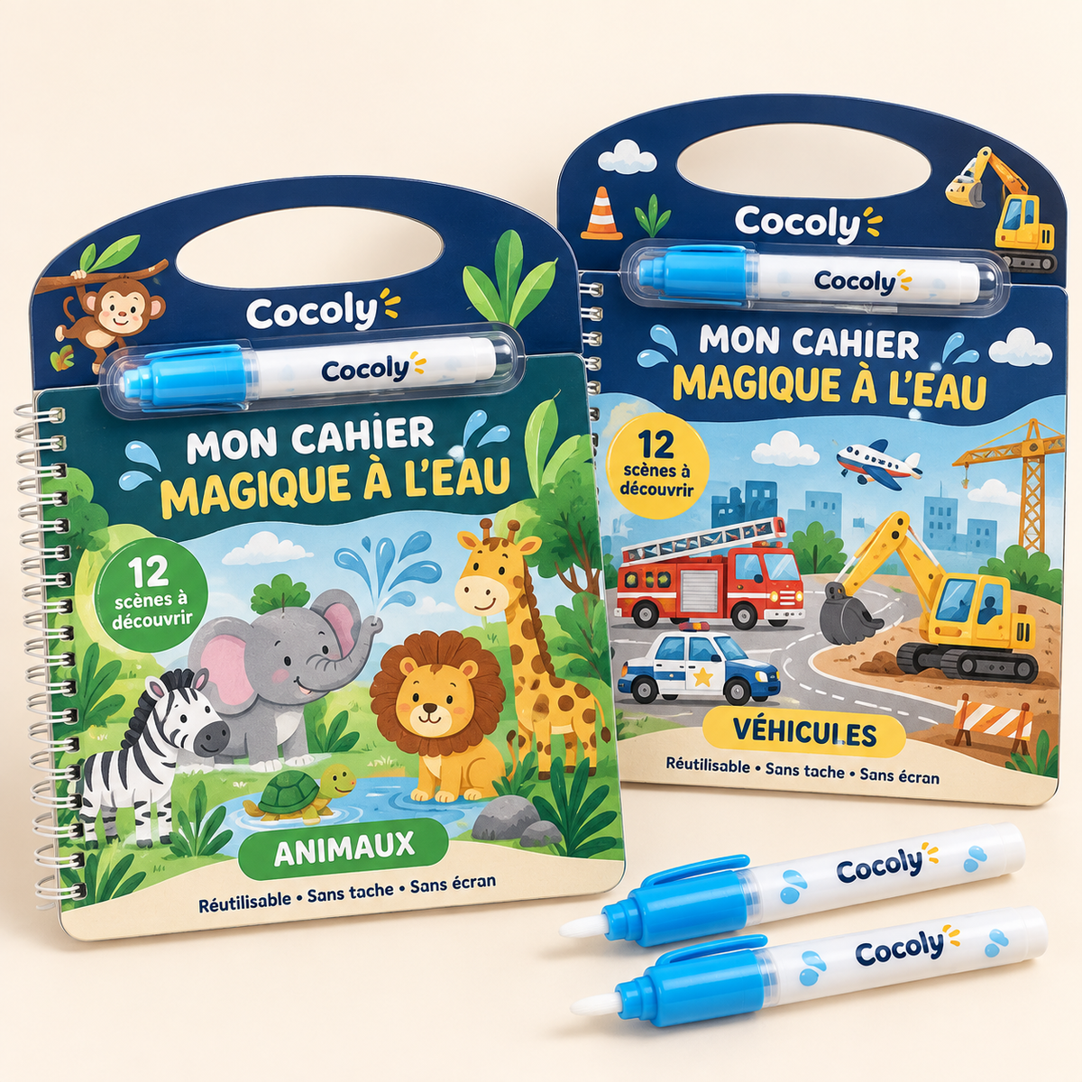 Pack de deux Cahiers Magiques à l’Eau Cocoly avec deux stylos
